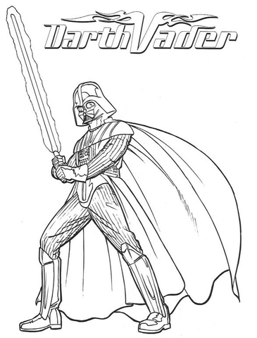 Darth Vader With Lightsaber From Return Of The Jedi Coloring Page